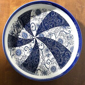 Blue & White Porcelain Round Platter Bowl 11 " Across 2" High